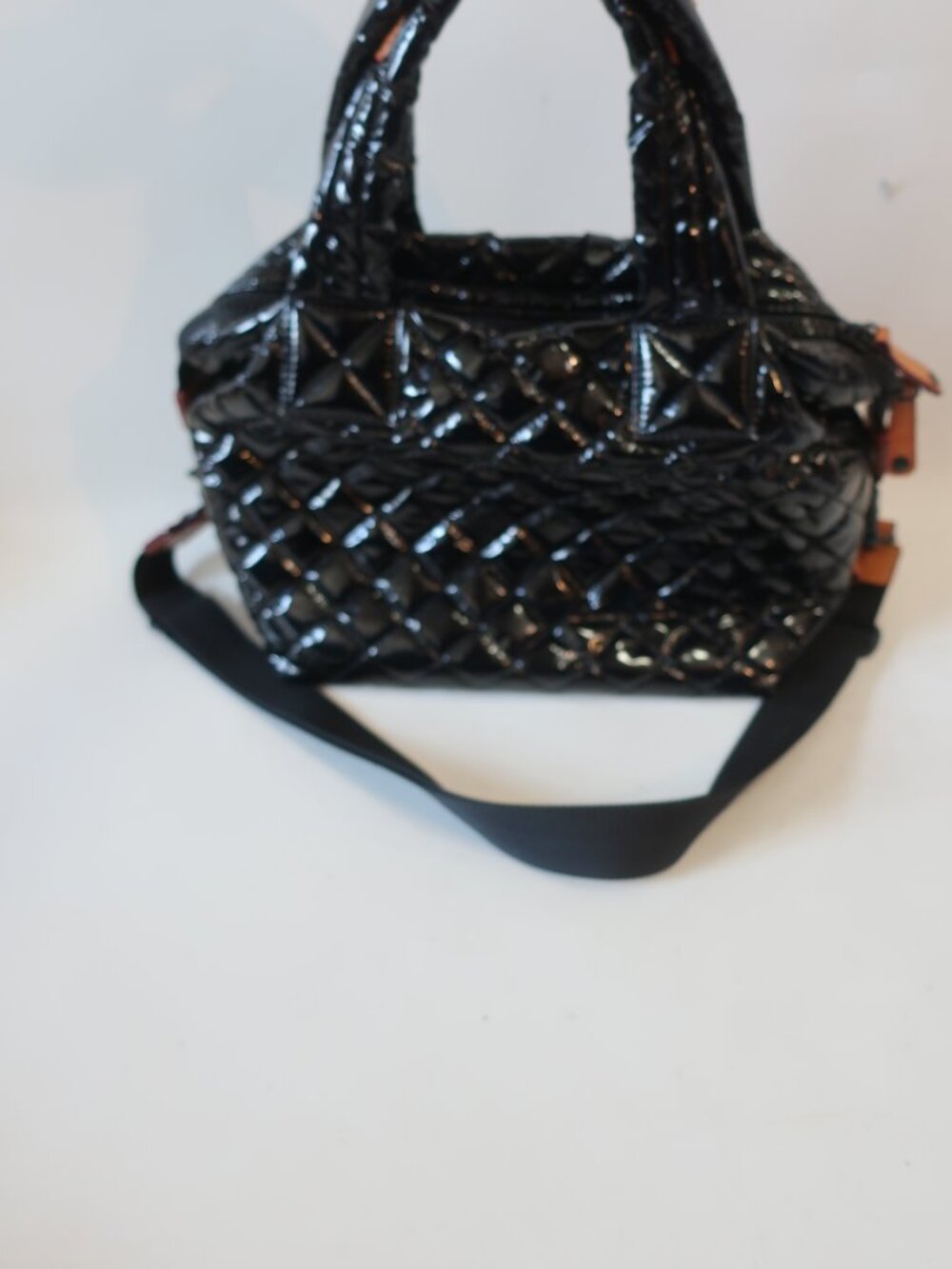 MZ Wallace Black Small Quilted Sutton Deluxe High Gloss Lacquer Finish Bag - Picture 8 of 13